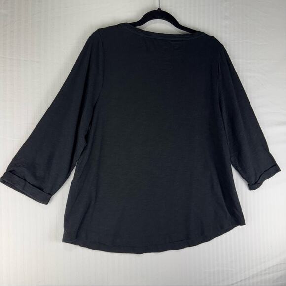 Chico’s Black The Ultimate Tee 3/4 Sleeve Button Shoulder Detail Size 2 US Large - Picture 4 of 7
